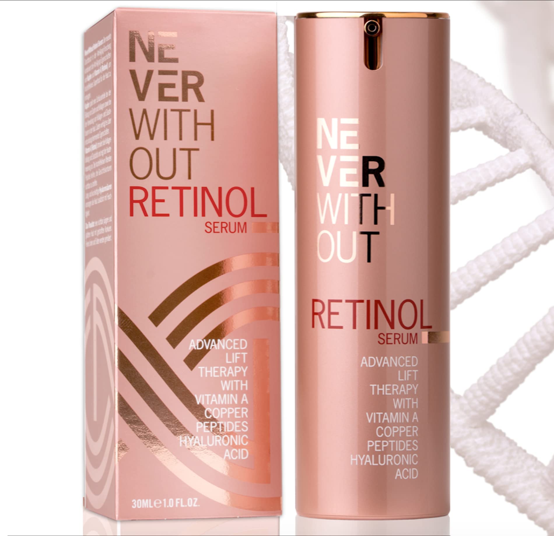Neverwithout Sérum Anti-Rides Raffermissant à la Haute Dose d'Acide Hyaluronique pour un Effet Lifting Immédiat - Peptid